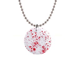 Red And White Splatter Abstract Print 1  Button Necklace by dflcprintsclothing