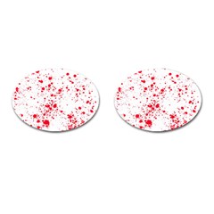 Red And White Splatter Abstract Print Cufflinks (oval) by dflcprintsclothing