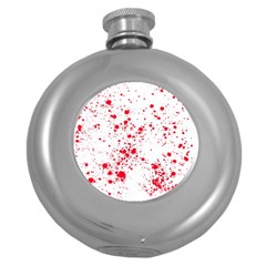 Red And White Splatter Abstract Print Round Hip Flask (5 Oz) by dflcprintsclothing