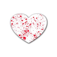 Red And White Splatter Abstract Print Heart Coaster (4 Pack)  by dflcprintsclothing