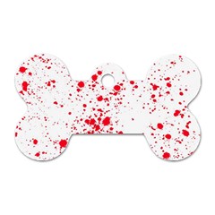 Red And White Splatter Abstract Print Dog Tag Bone (two Sides) by dflcprintsclothing