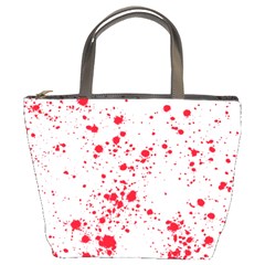 Red And White Splatter Abstract Print Bucket Bag by dflcprintsclothing