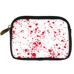 Red And White Splatter Abstract Print Digital Camera Leather Case