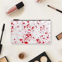 Red And White Splatter Abstract Print Cosmetic Bag (small)