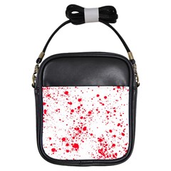 Red And White Splatter Abstract Print Girls Sling Bag