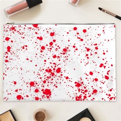 Red And White Splatter Abstract Print Cosmetic Bag (xxl)