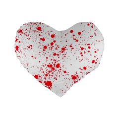 Red And White Splatter Abstract Print Standard 16  Premium Heart Shape Cushions