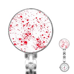 Red And White Splatter Abstract Print Stainless Steel Nurses Watch