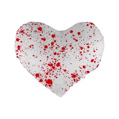 Red And White Splatter Abstract Print Standard 16  Premium Flano Heart Shape Cushions by dflcprintsclothing