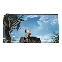 Cute Little Fairy With Wolf On The Beach Pencil Cases by FantasyWorld7