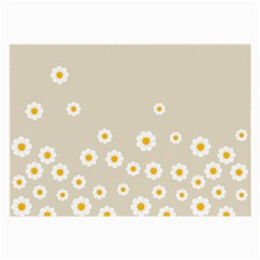 White Daisies Flower Pattern On Vintage Pastel Beige Background Retro Style Large Glasses Cloth (2-side) by genx