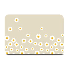 White Daisies Flower Pattern On Vintage Pastel Beige Background Retro Style Plate Mats by genx