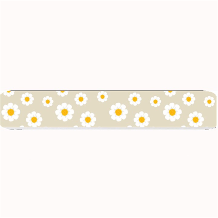 White Daisies Flower Pattern on vintage pastel beige Background retro style Small Bar Mats