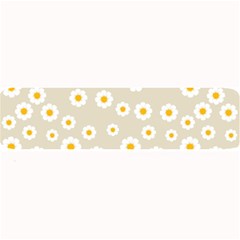 White Daisies Flower Pattern On Vintage Pastel Beige Background Retro Style Large Bar Mats by genx