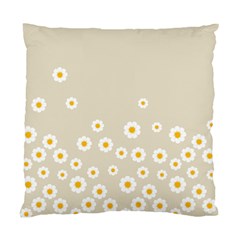 White Daisies Flower Pattern On Vintage Pastel Beige Background Retro Style Standard Cushion Case (two Sides) by genx