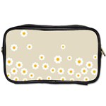 White Daisies Flower Pattern on vintage pastel beige Background retro style Toiletries Bag (One Side) Front