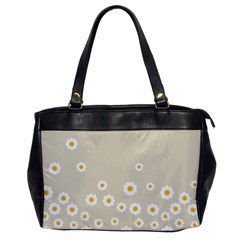 White Daisies Flower Pattern On Vintage Pastel Beige Background Retro Style Oversize Office Handbag by genx