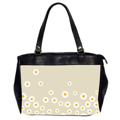 White Daisies Flower Pattern On Vintage Pastel Beige Background Retro Style Oversize Office Handbag (2 Sides) by genx