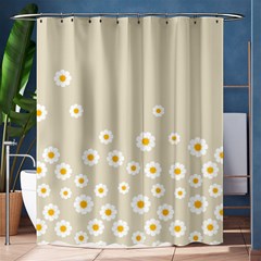 White Daisies Flower Pattern On Vintage Pastel Beige Background Retro Style Shower Curtain 60  X 72  (medium)  by genx