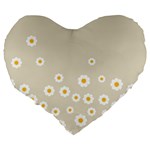 White Daisies Flower Pattern on vintage pastel beige Background retro style Large 19  Premium Heart Shape Cushions Back