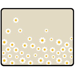 White Daisies Flower Pattern On Vintage Pastel Beige Background Retro Style Double Sided Fleece Blanket (medium)  by genx