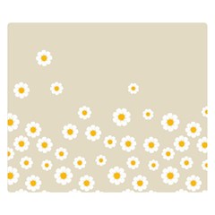 White Daisies Flower Pattern On Vintage Pastel Beige Background Retro Style Double Sided Flano Blanket (small)  by genx