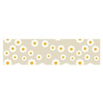 White Daisies Flower Pattern on vintage pastel beige Background retro style Satin Scarf (Oblong) Front