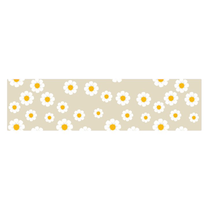 White Daisies Flower Pattern on vintage pastel beige Background retro style Satin Scarf (Oblong)