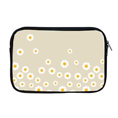 White Daisies Flower Pattern On Vintage Pastel Beige Background Retro Style Apple Macbook Pro 17  Zipper Case by genx