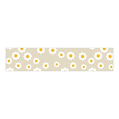 White Daisies Flower Pattern On Vintage Pastel Beige Background Retro Style Velvet Scrunchie by genx