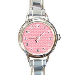 Damask Floral Design Seamless Round Italian Charm Watch by Pakrebo