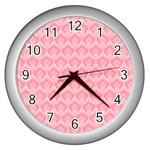 Damask Floral Design Seamless Wall Clock (Silver) Front