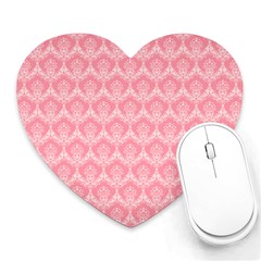 Damask Floral Design Seamless Heart Mousepads by Pakrebo