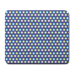 Deep Blue Hemp Pattern Flowers Large Mousepads