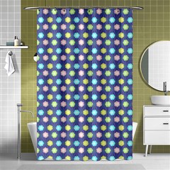 Deep Blue Hemp Pattern Flowers Shower Curtain 48  X 72  (small)  by Pakrebo