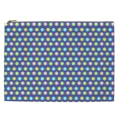 Deep Blue Hemp Pattern Flowers Cosmetic Bag (xxl) by Pakrebo