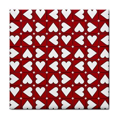 Graphic Heart Pattern Red White Tile Coasters by Pakrebo