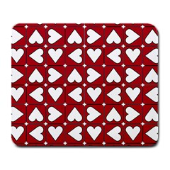 Graphic Heart Pattern Red White Large Mousepads