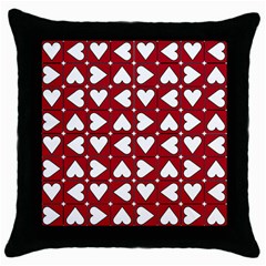 Graphic Heart Pattern Red White Throw Pillow Case (black) by Pakrebo