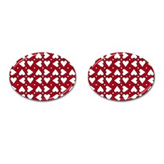 Graphic Heart Pattern Red White Cufflinks (oval) by Pakrebo