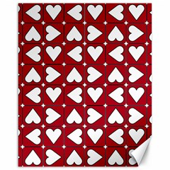 Graphic Heart Pattern Red White Canvas 16  X 20  by Pakrebo