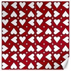 Graphic Heart Pattern Red White Canvas 20  X 20  by Pakrebo