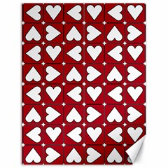 Graphic Heart Pattern Red White Canvas 18  X 24  by Pakrebo