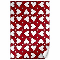 Graphic Heart Pattern Red White Canvas 20  X 30  by Pakrebo