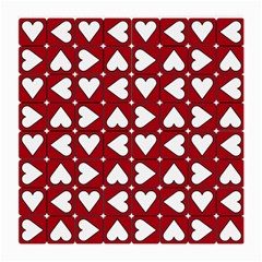 Graphic Heart Pattern Red White Medium Glasses Cloth by Pakrebo