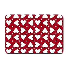 Graphic Heart Pattern Red White Small Doormat  by Pakrebo