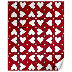 Graphic Heart Pattern Red White Canvas 11  X 14  by Pakrebo