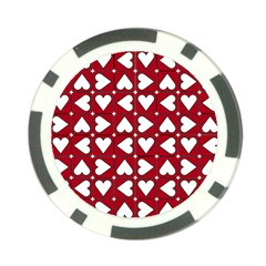 Graphic Heart Pattern Red White Poker Chip Card Guard (10 Pack) by Pakrebo