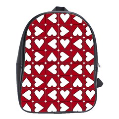 Graphic Heart Pattern Red White School Bag (large) by Pakrebo