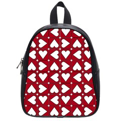 Graphic Heart Pattern Red White School Bag (small) by Pakrebo